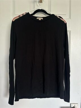 Burberry Black Crewneck Top with Signature Label